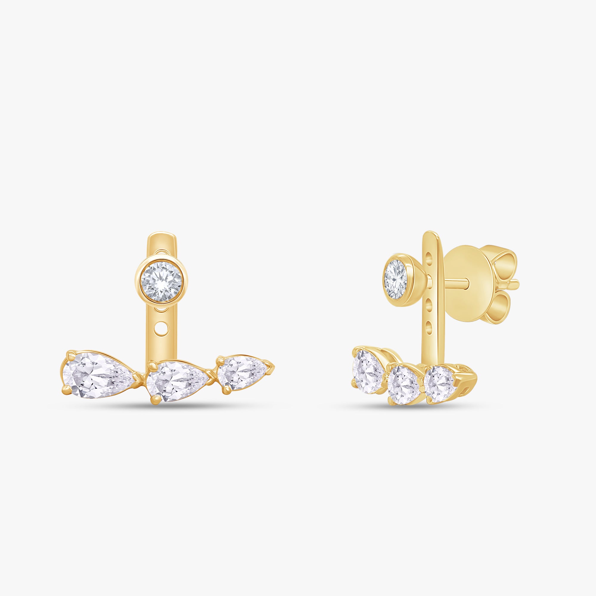 1.40 Carat Pear and Round Shape Lab Grown Diamond Illusion Stud Earrings
