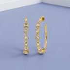 1.50 Carat Princess and Round Cut Lab Grown Diamond Half Hoop Earrings