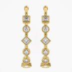 1.50 Carat Princess and Round Cut Lab Grown Diamond Half Hoop Earrings