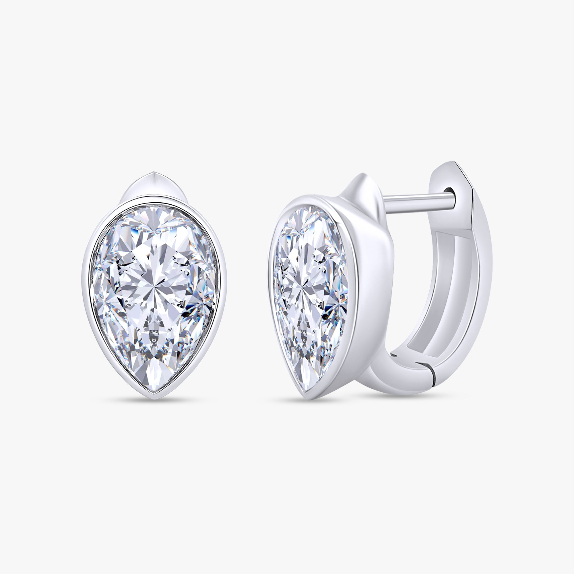 Pear Shape 3.00 Carat Lab Grown Diamond Huggie Earrings