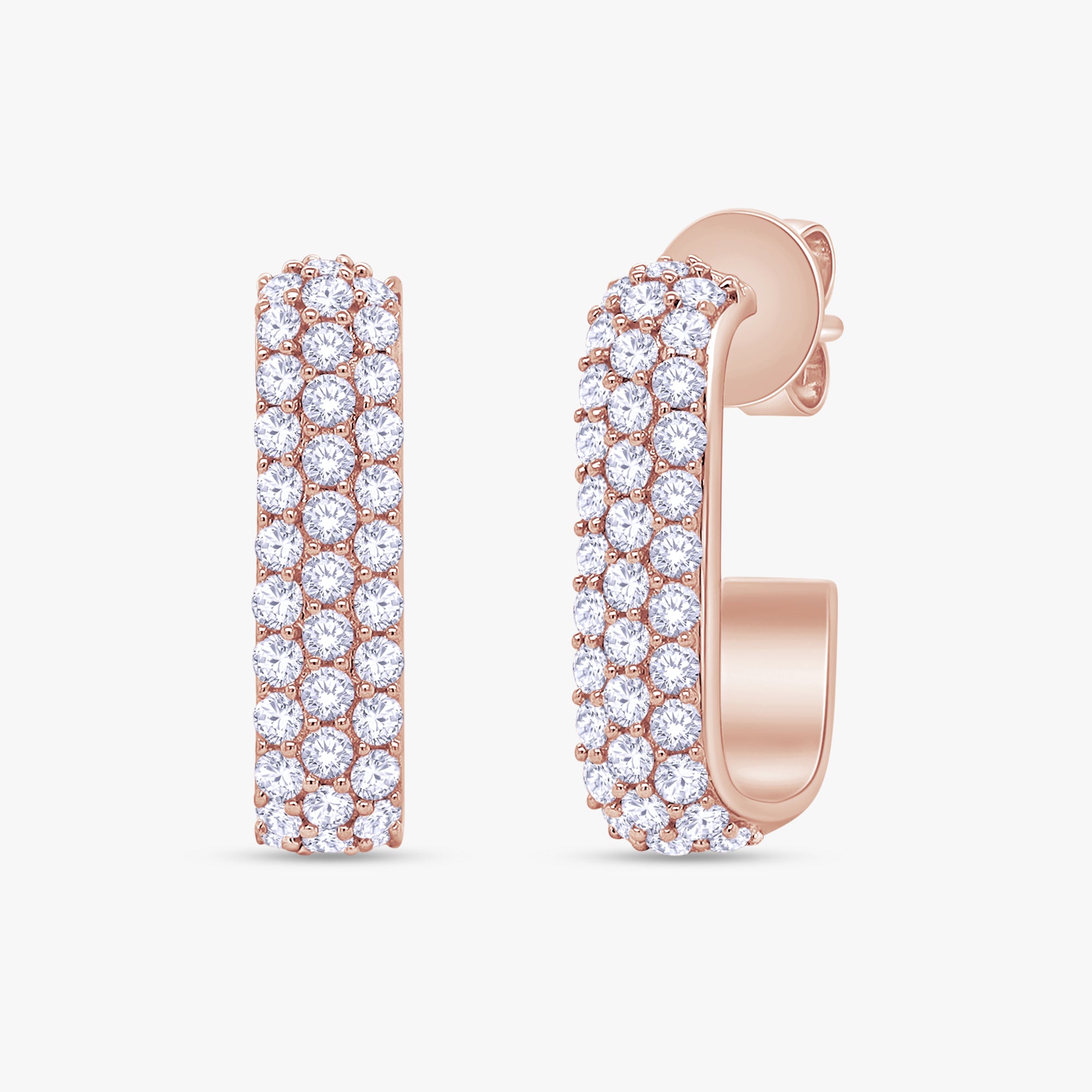 1.05 Carat Round Cut Lab Grown Diamond half Hoop Stud Earrings