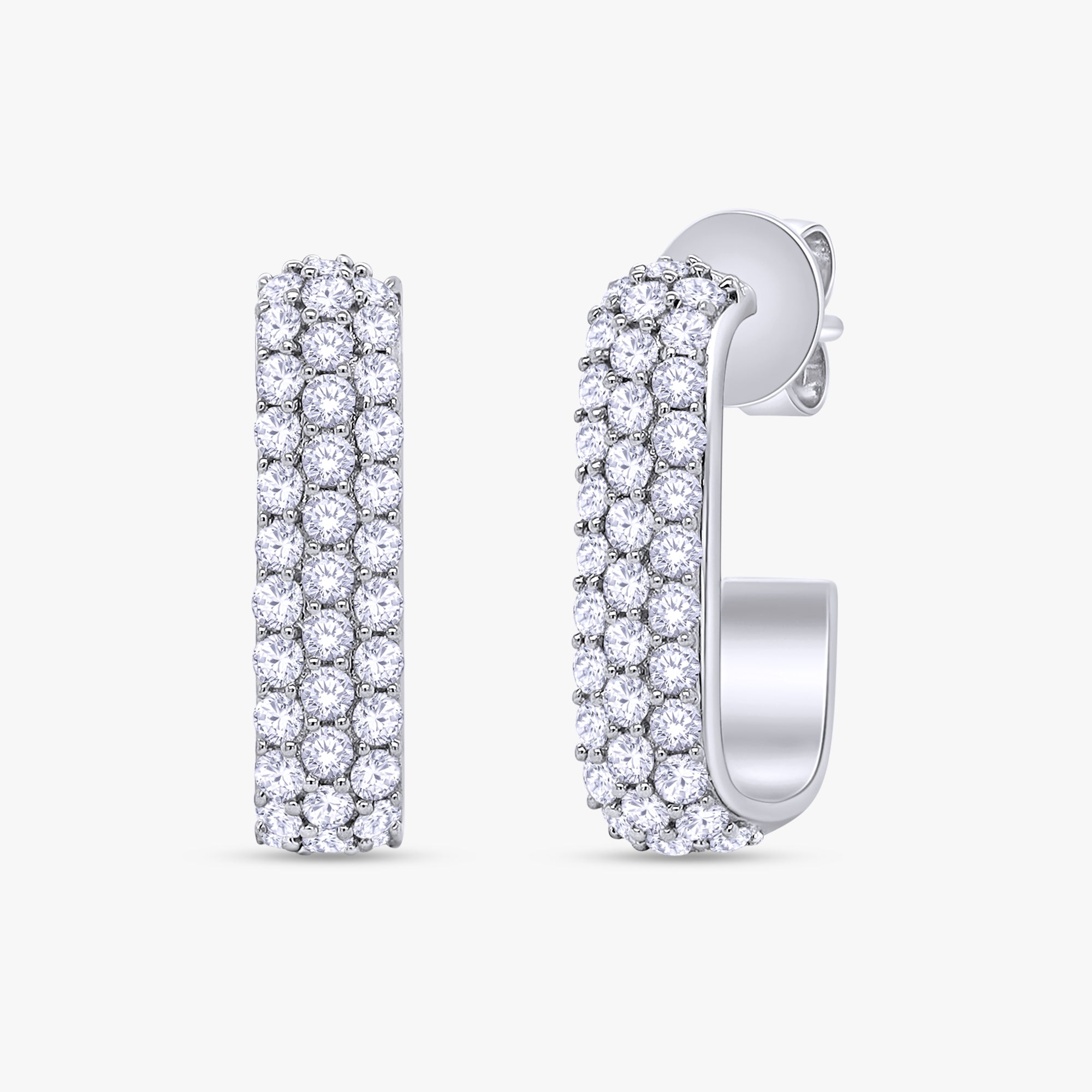 1.05 Carat Round Cut Lab Grown Diamond half Hoop Stud Earrings