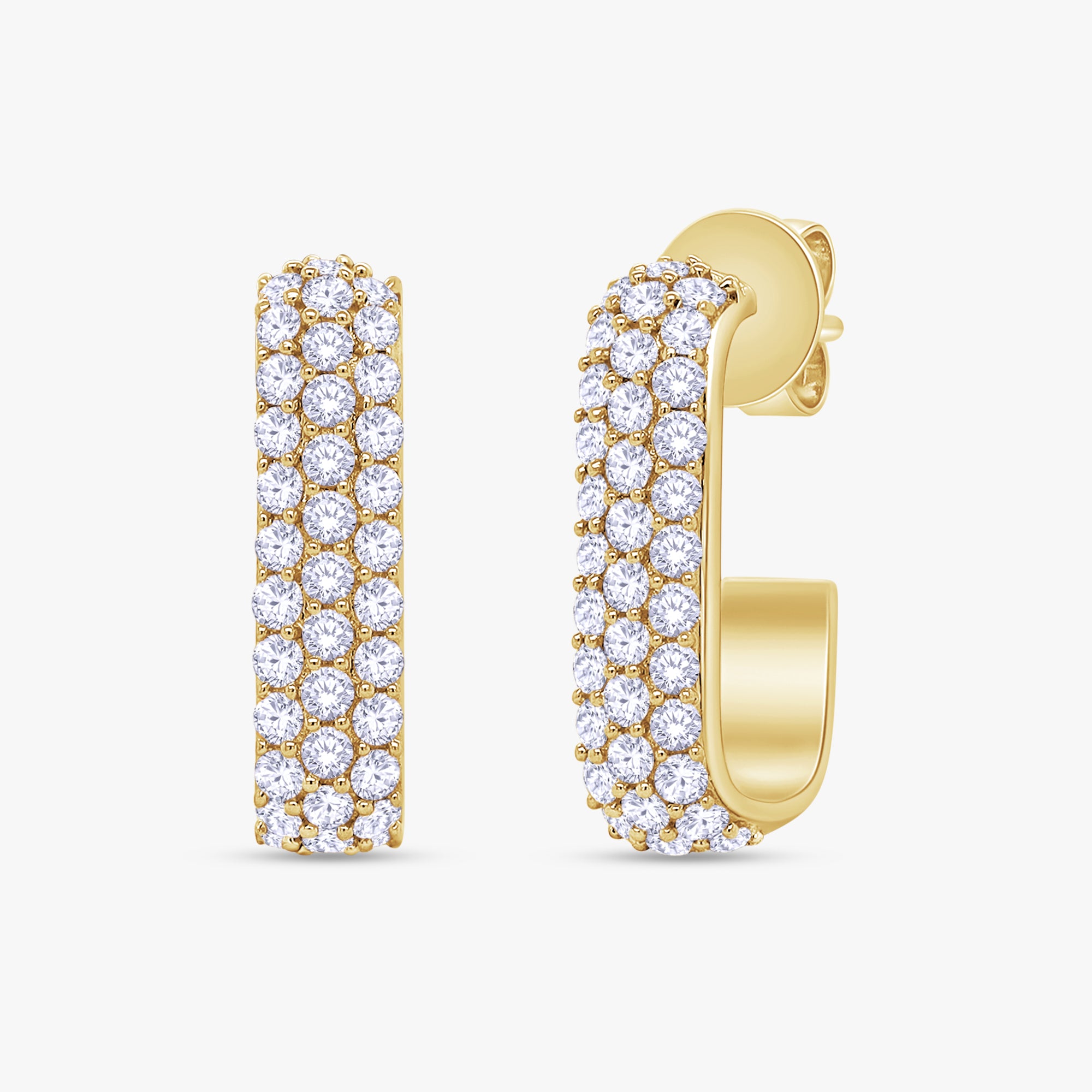 1.05 Carat Round Cut Lab Grown Diamond half Hoop Stud Earrings