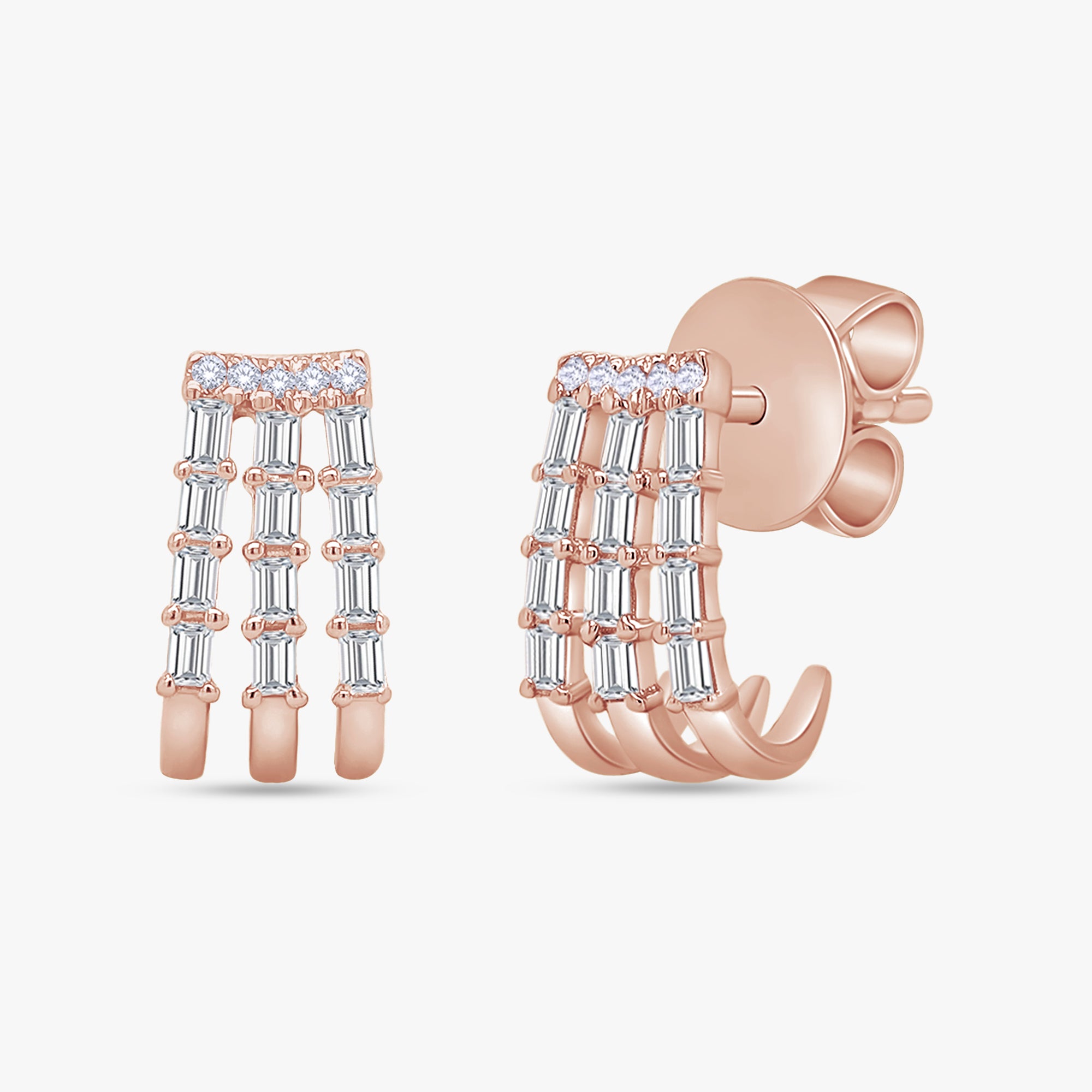 0.35 Carat Lab Grown Diamond 3-Row Stud Earrings