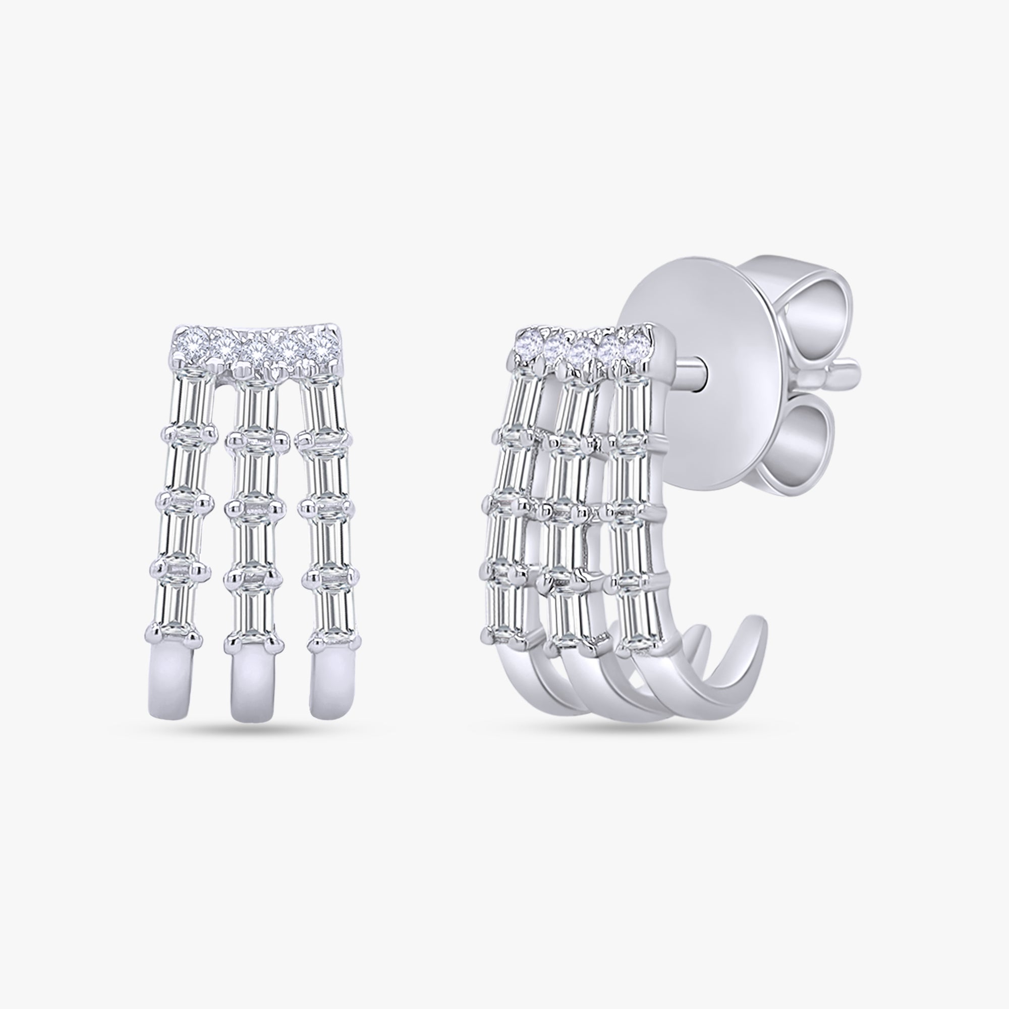 0.35 Carat Lab Grown Diamond 3-Row Stud Earrings