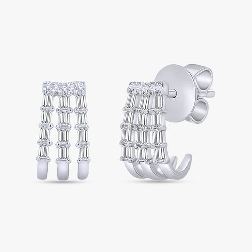 0.35 TCW  Lab Grown Diamond 3 Row Stud Earrings