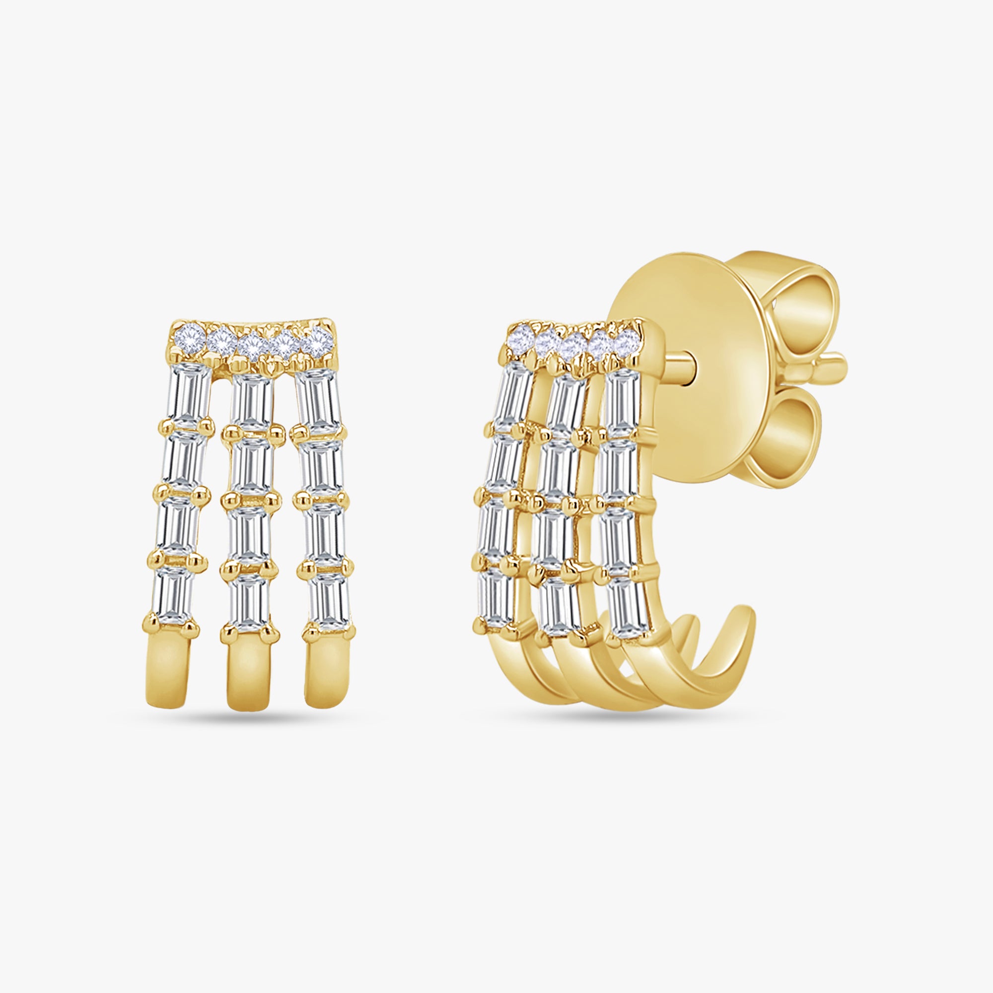 0.35 Carat Lab Grown Diamond 3-Row Stud Earrings