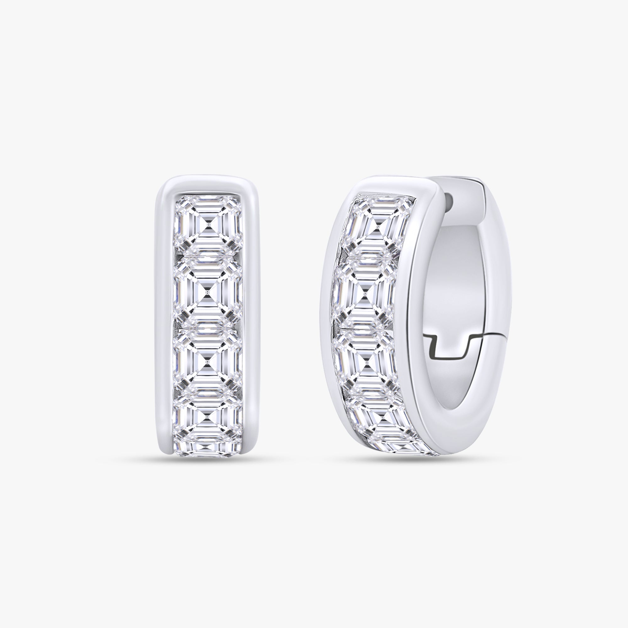 Asscher Shape 5.90 Carat Lab Grown Diamond Hoop Earrings