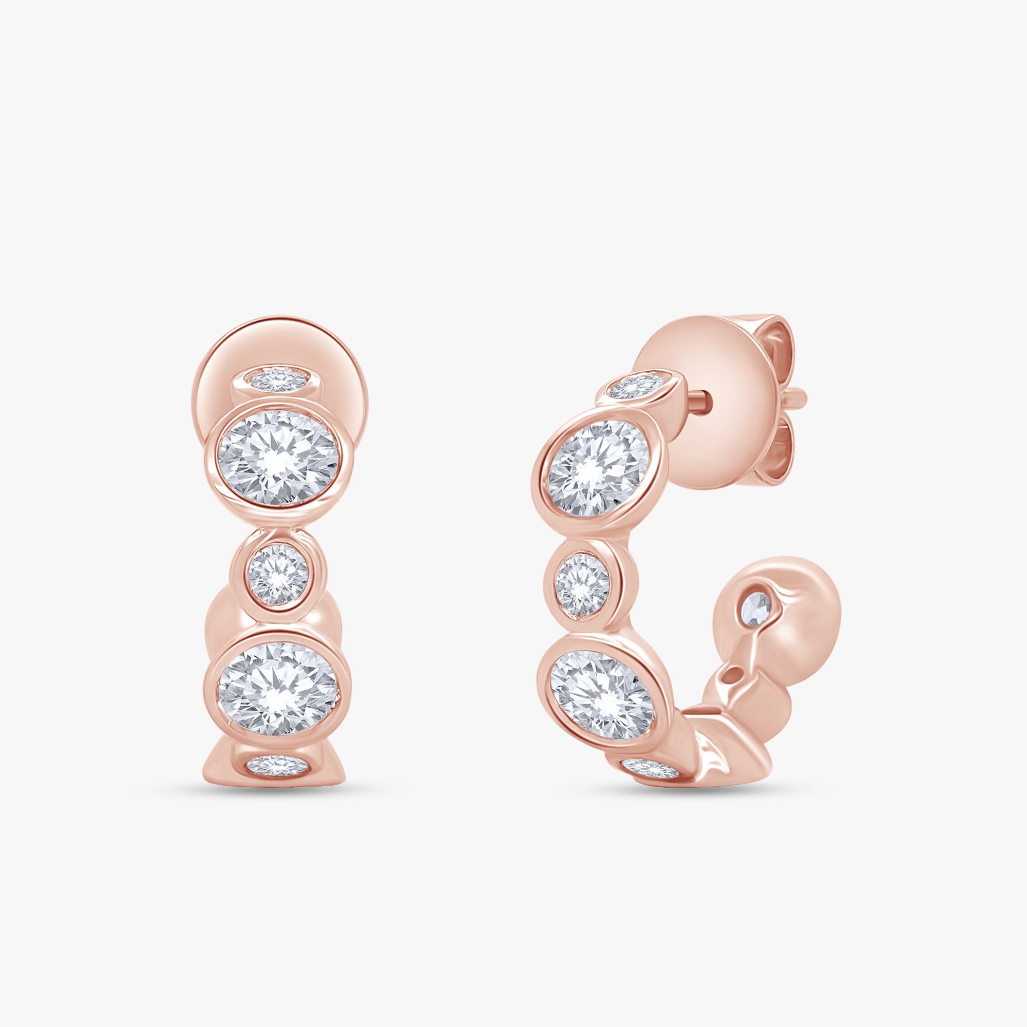 2.00 Carat Round Cut Lab Grown Diamond half Hoop Stud Earrings