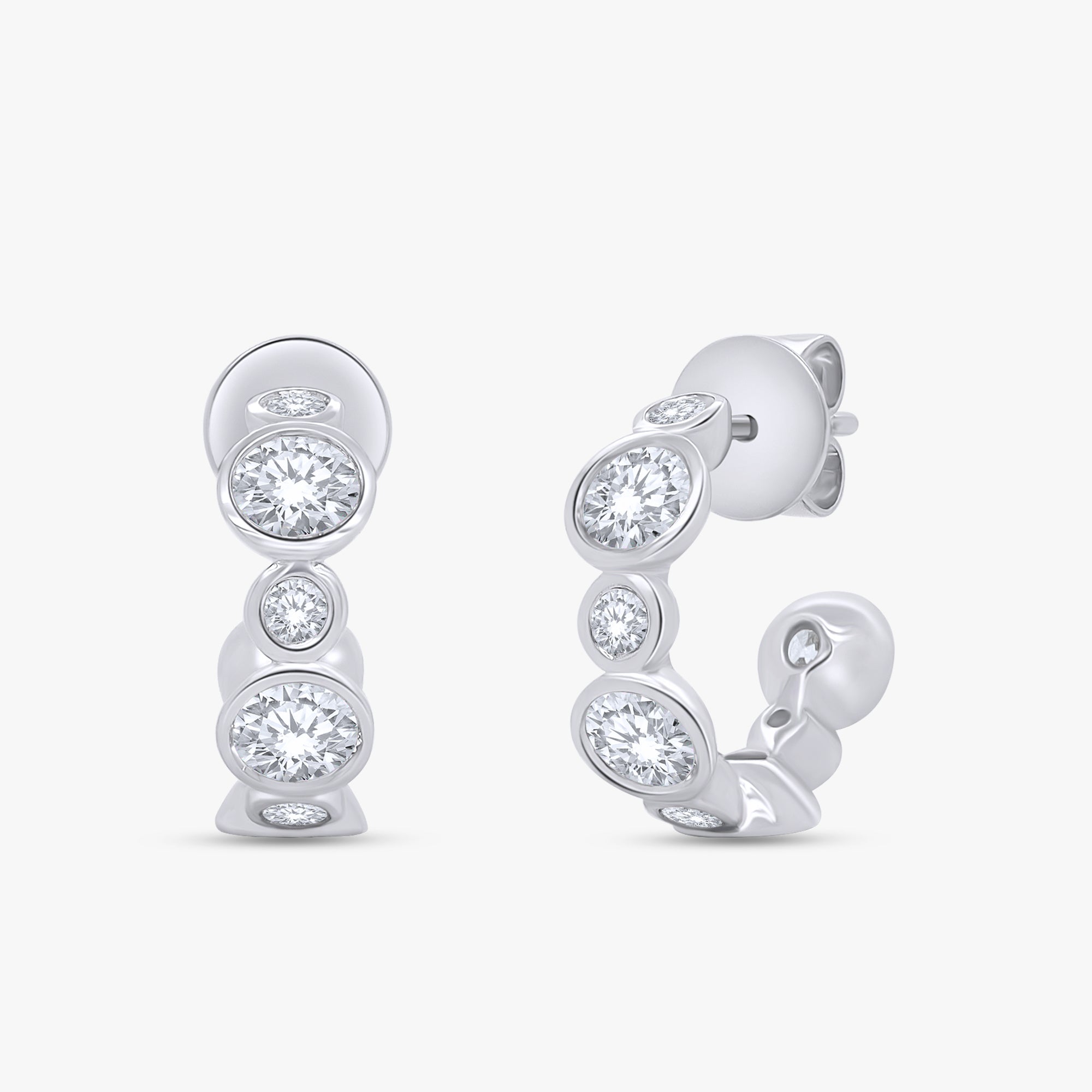2.00 Carat Round Cut Lab Grown Diamond half Hoop Stud Earrings