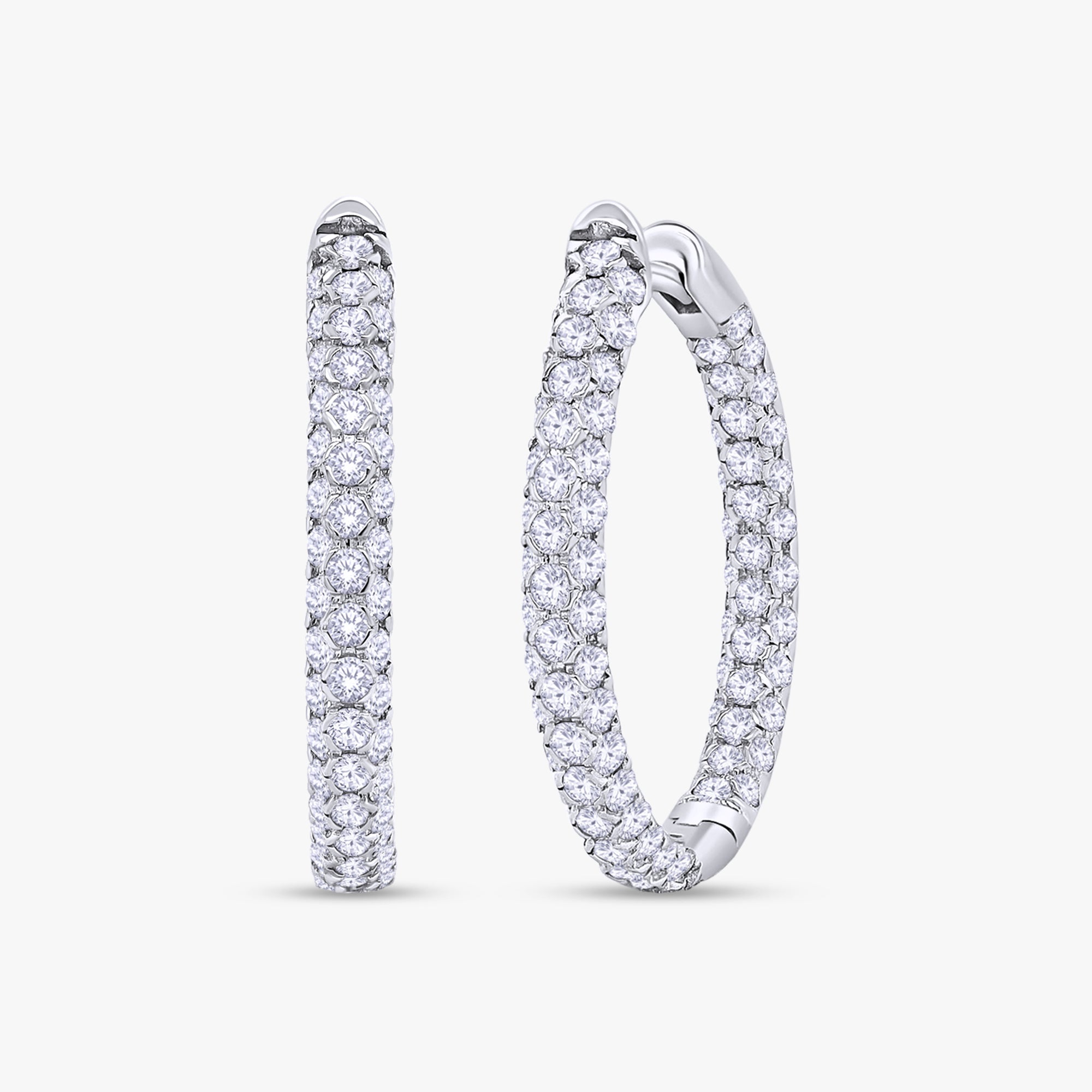 Round Shape 2.10 Carat Lab Grown Diamond Hoop Earrings