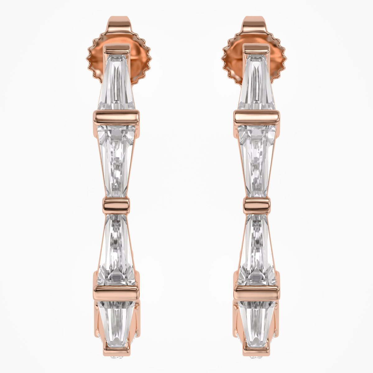 1.10 Carat Baguette Cut Lab Grown Diamond Half Hoop Earrings