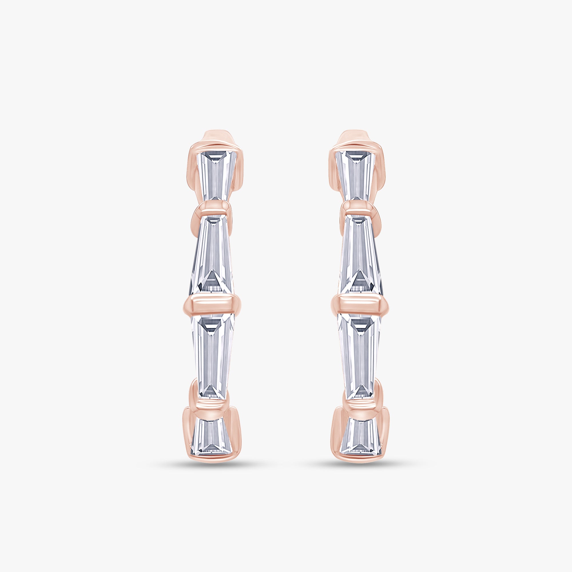 1.10 Carat Baguette Cut Lab Grown Diamond Half Hoop Earrings