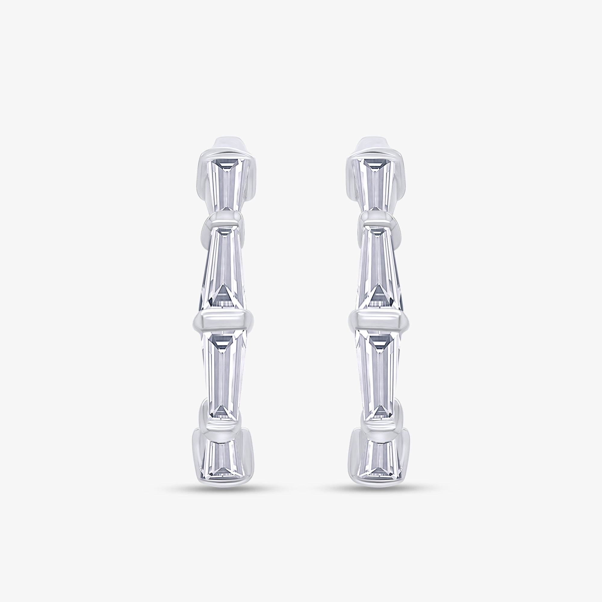1.10 Carat Baguette Cut Lab Grown Diamond Half Hoop Earrings