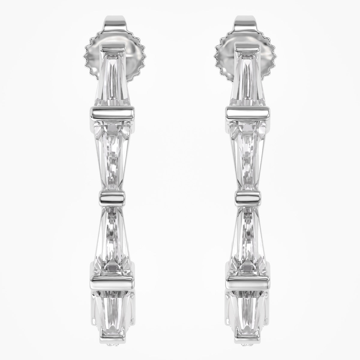 1.10 Carat Baguette Cut Lab Grown Diamond Half Hoop Earrings