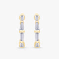 1.10 Carat Baguette Cut Lab Grown Diamond Half Hoop Earrings
