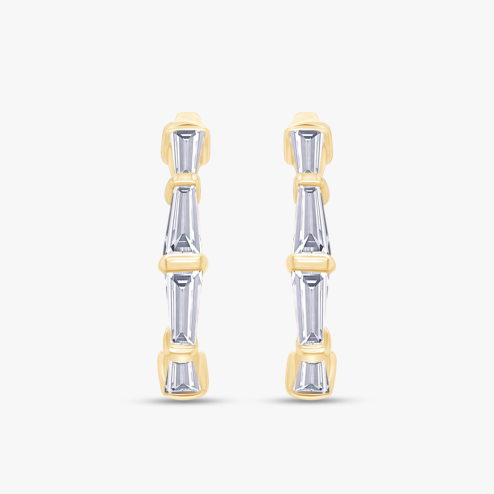 1.10 Carat Baguette Cut Lab Grown Diamond Half Hoop Earrings