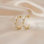 1.10 Carat Baguette Cut Lab Grown Diamond Half Hoop Earrings