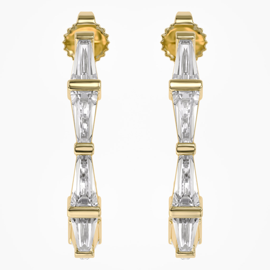 1.10 Carat Baguette Cut Lab Grown Diamond Half Hoop Earrings
