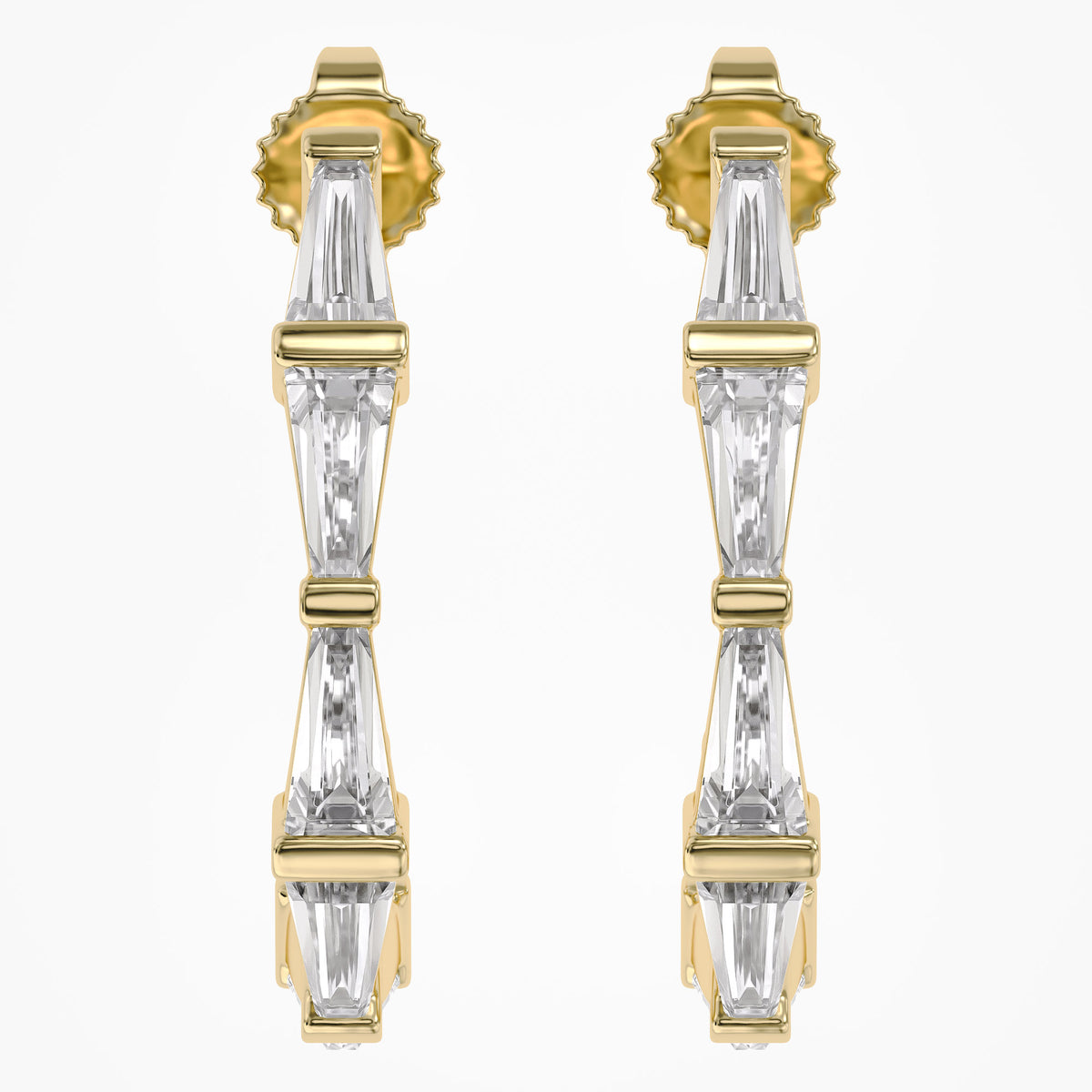 1.10 Carat Baguette Cut Lab Grown Diamond Half Hoop Earrings