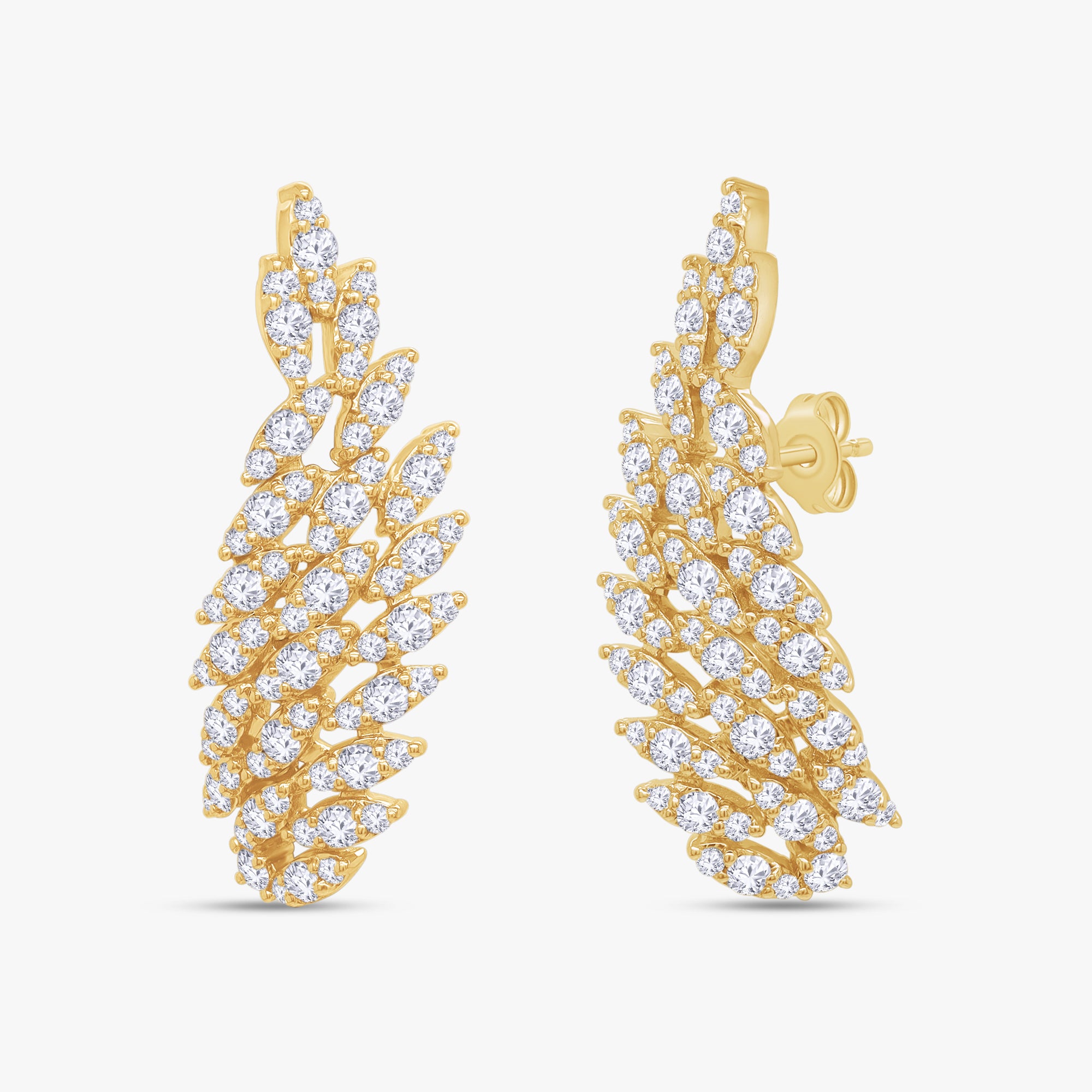1.95 Carat Round Cut Lab Grown Diamond Cluster-Ear Climber Earrings