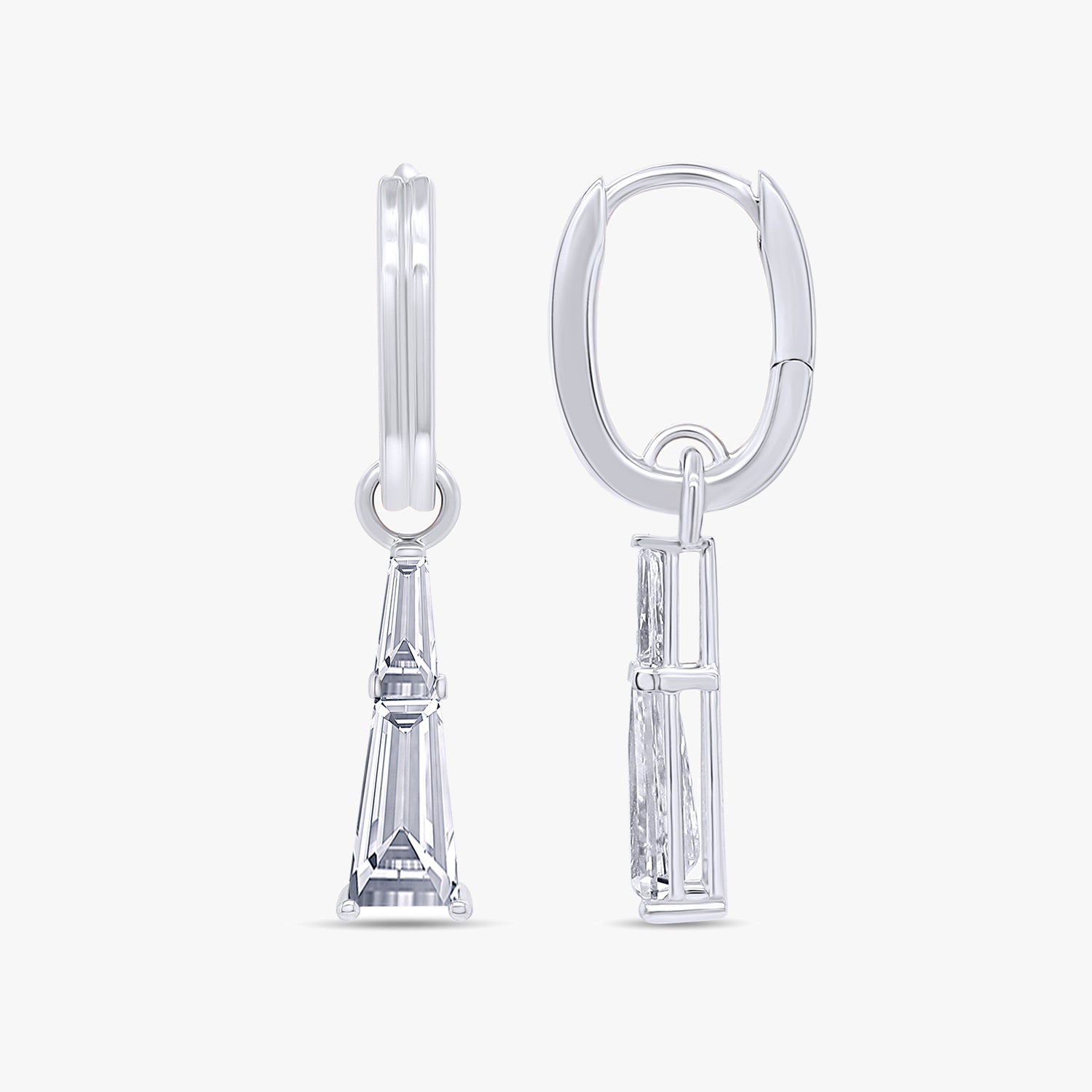 1.30 Carat Baguette Cut Lab Grown Diamond Drop Dangle Earrings