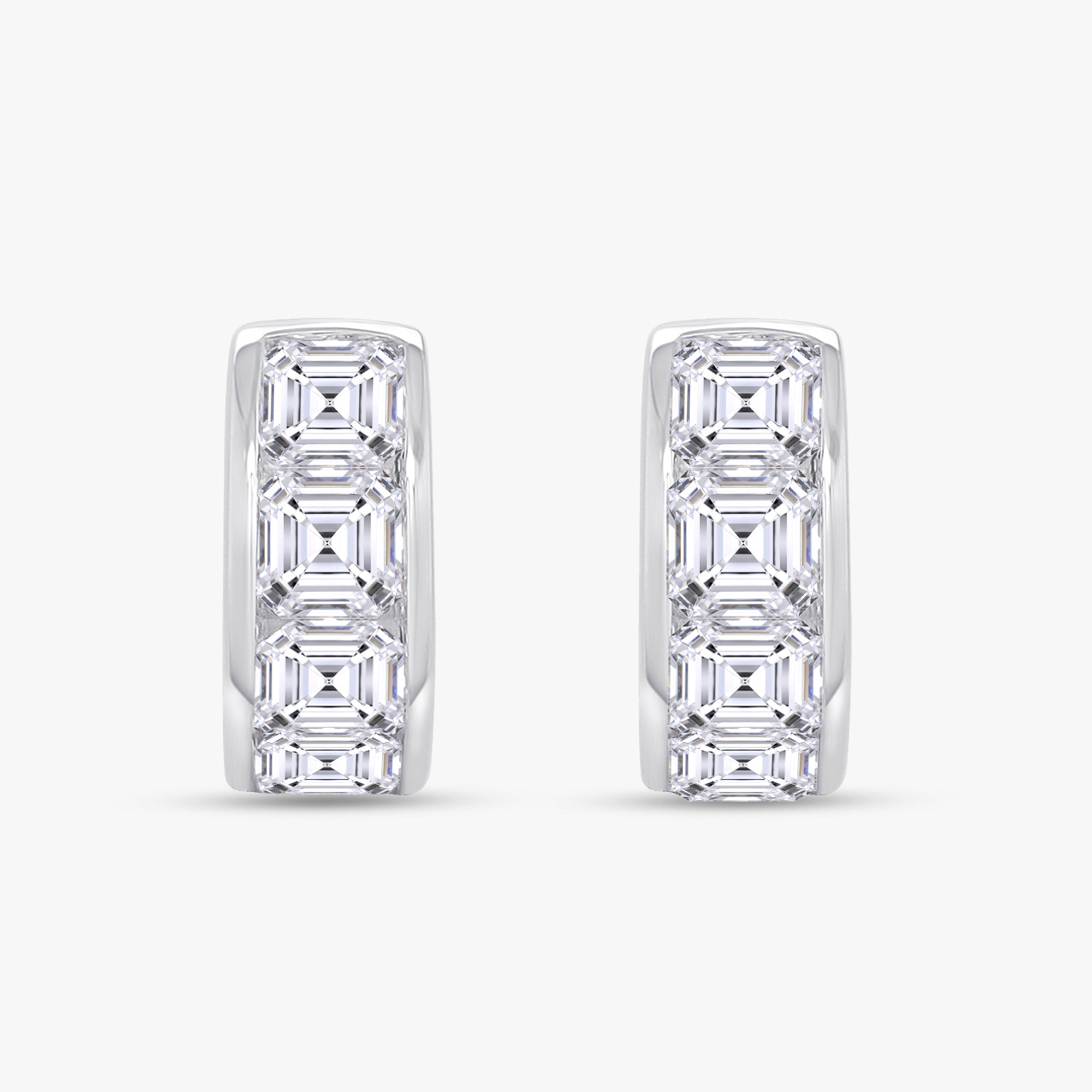 2.50 Carat Asscher Shape Lab Grown Diamond Hoop Earrings