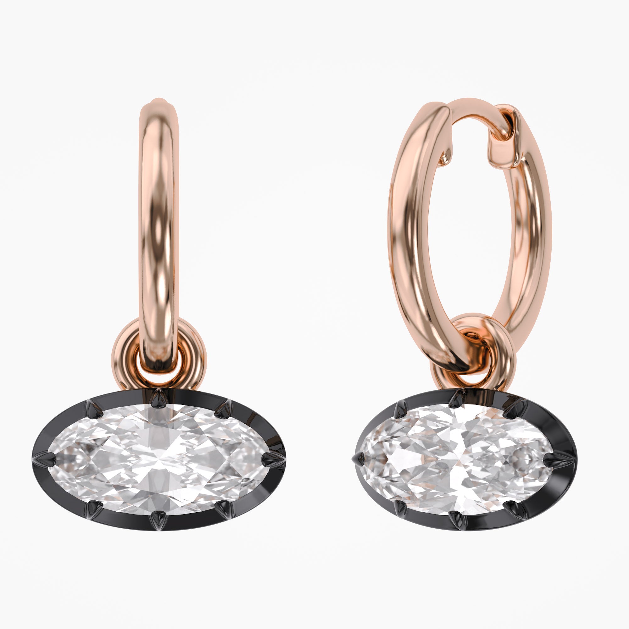 2.10 Carat Oval Cut Lab Grown Diamond Drop Solitaire Earrings