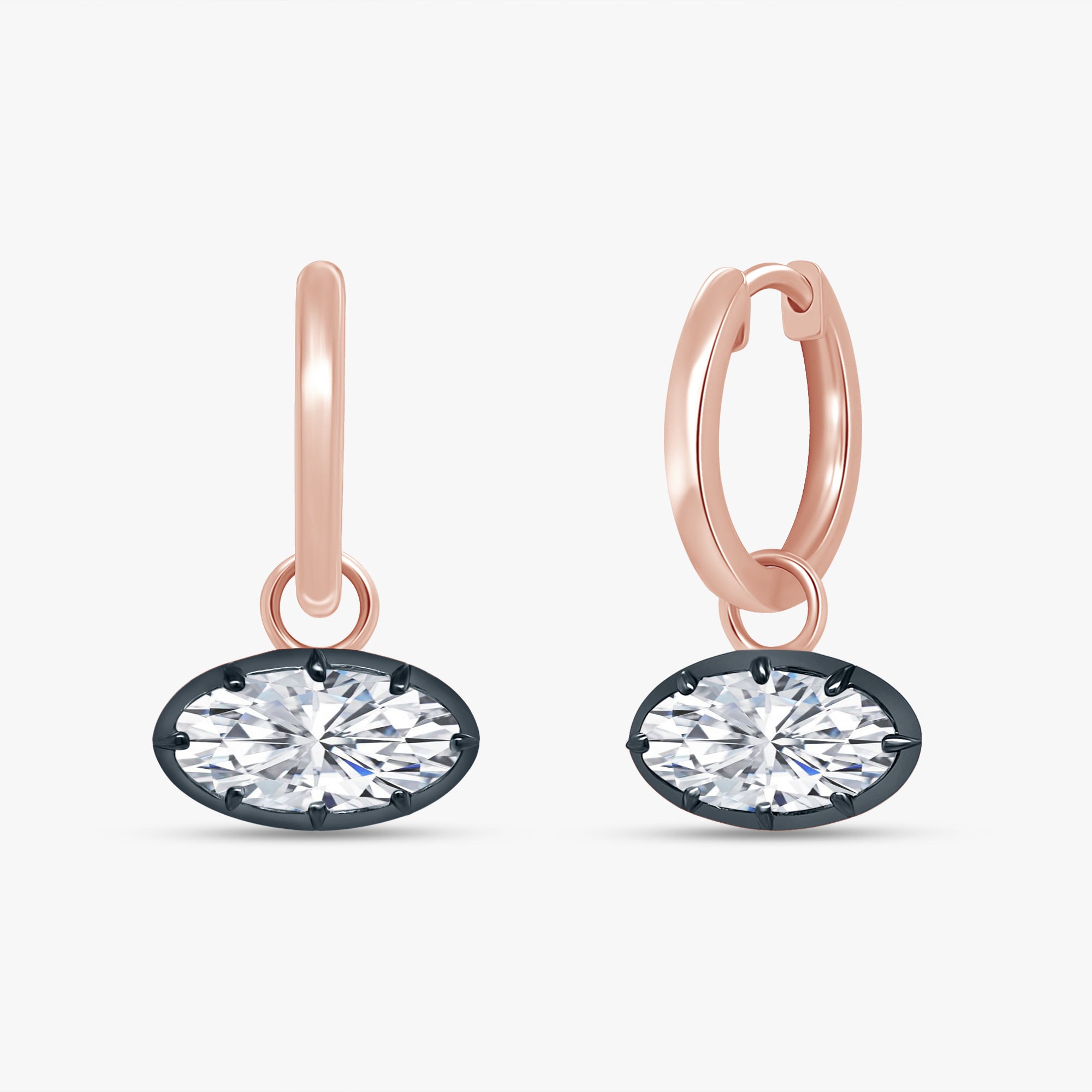 2.10 Carat Oval Cut Lab Grown Diamond Drop Solitaire Earrings