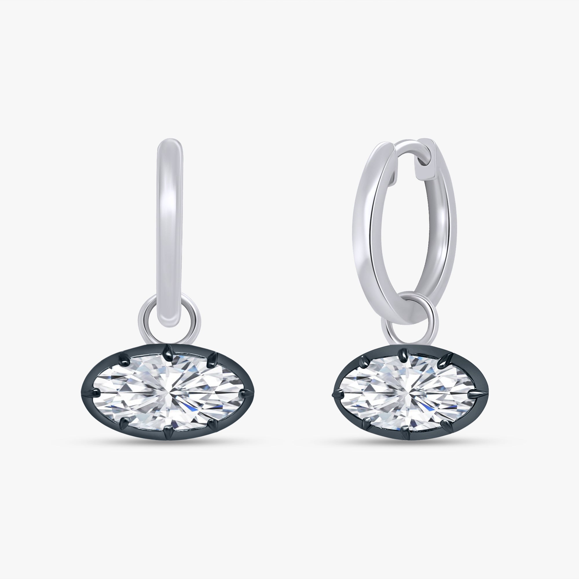 2.10 Carat Oval Cut Lab Grown Diamond Drop Solitaire Earrings