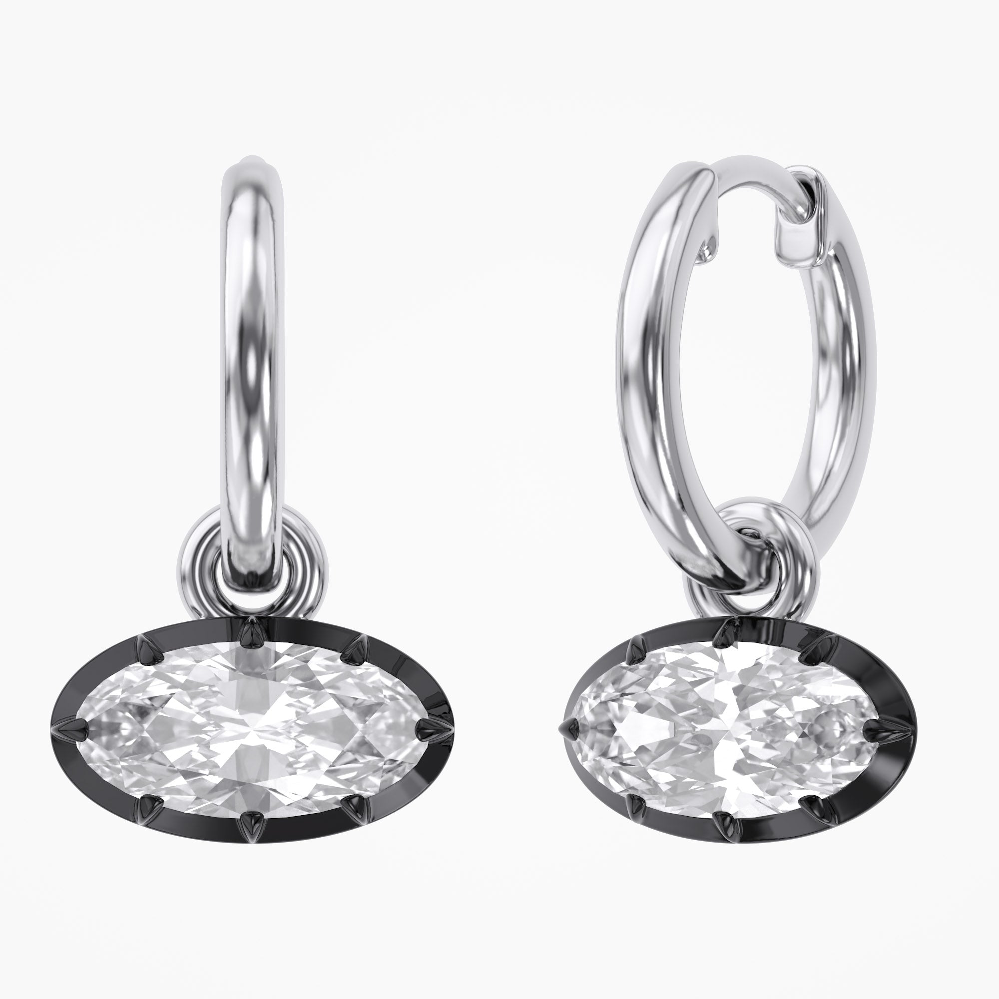 2.10 Carat Oval Cut Lab Grown Diamond Drop Solitaire Earrings