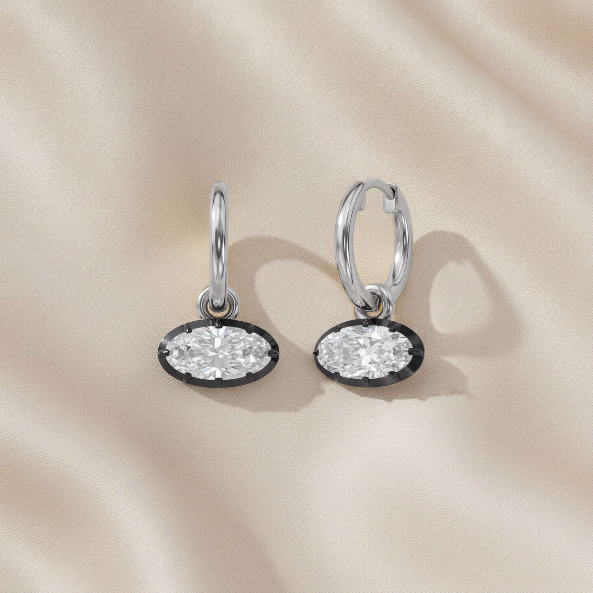 2.10 Carat Oval Cut Lab Grown Diamond Drop Solitaire Earrings