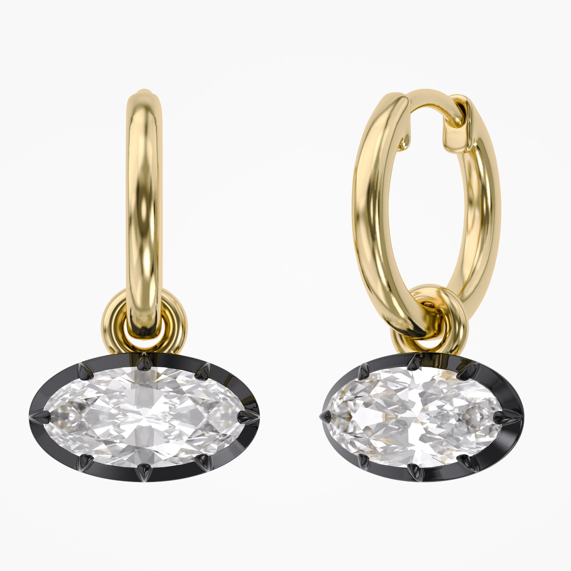 2.10 Carat Oval Cut Lab Grown Diamond Drop Solitaire Earrings