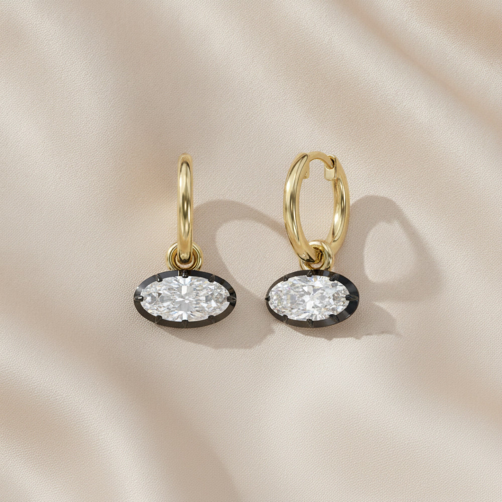 2.10 Carat Oval Cut Lab Grown Diamond Drop Solitaire Earrings