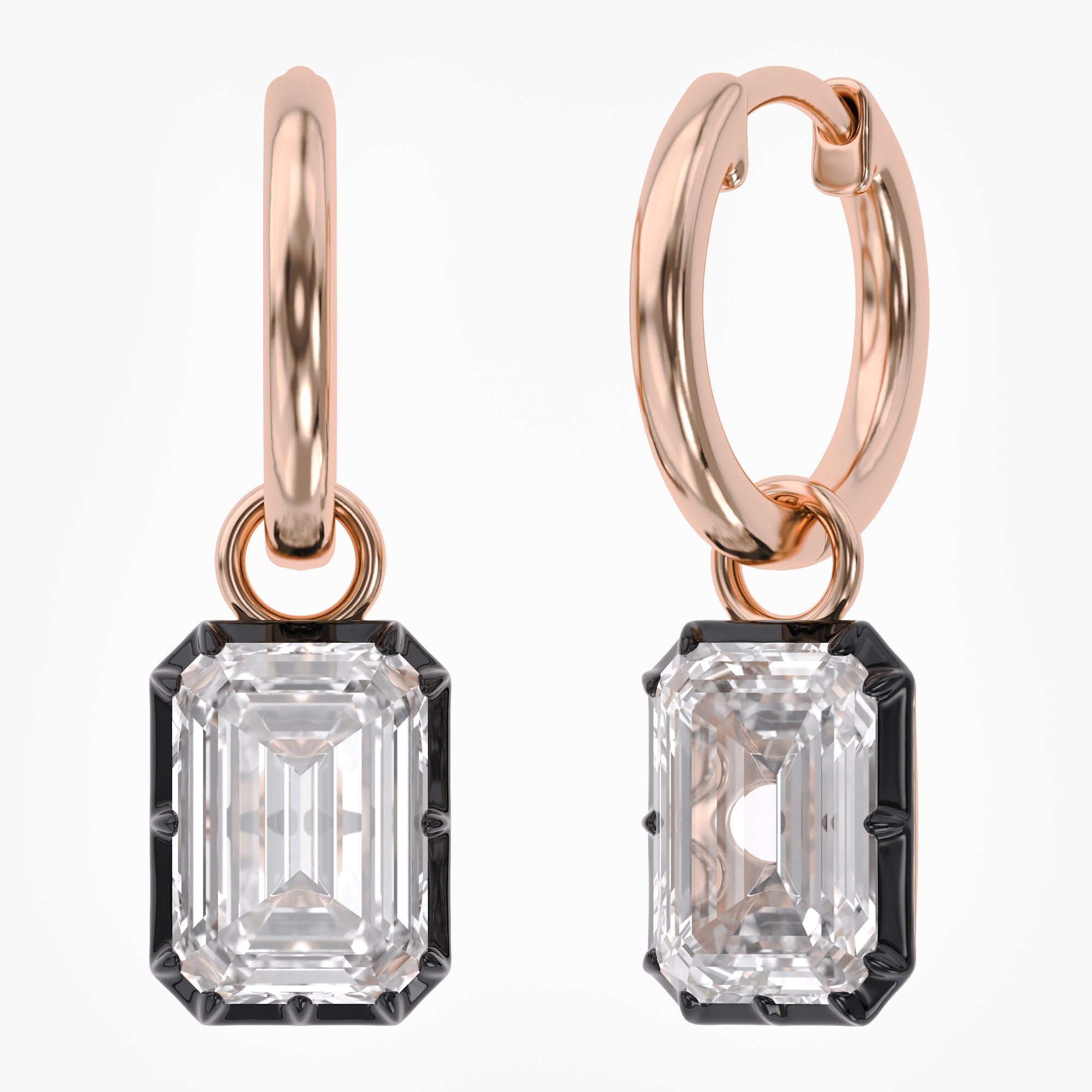 4.50 Carat Emerald Cut Lab Grown Diamond Drop Solitaire Earrings