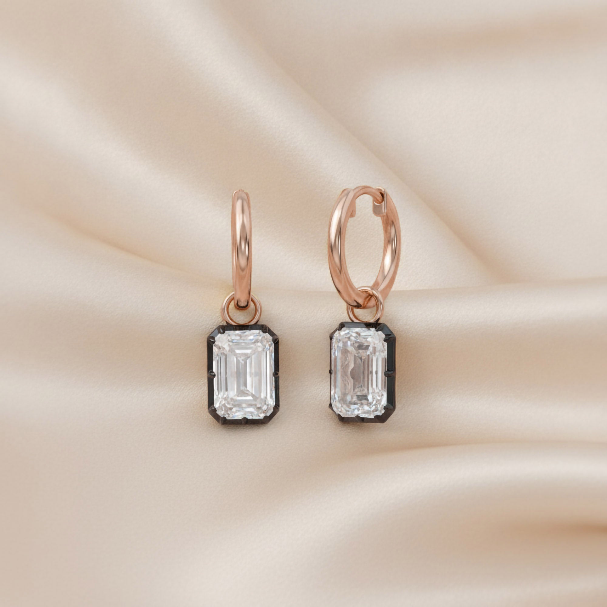 4.50 Carat Emerald Cut Lab Grown Diamond Drop Solitaire Earrings