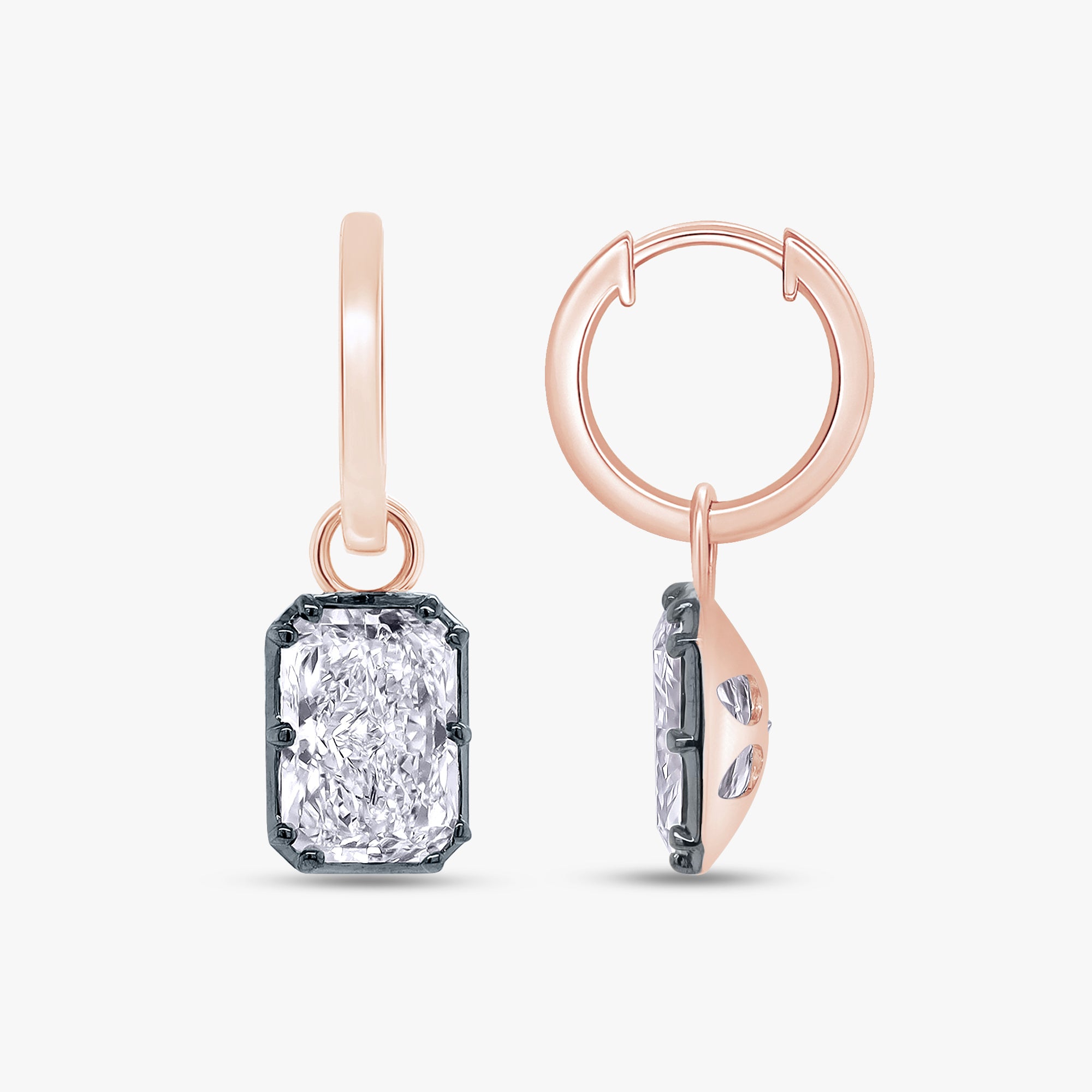 4.50 Carat Emerald Cut Lab Grown Diamond Drop Solitaire Earrings