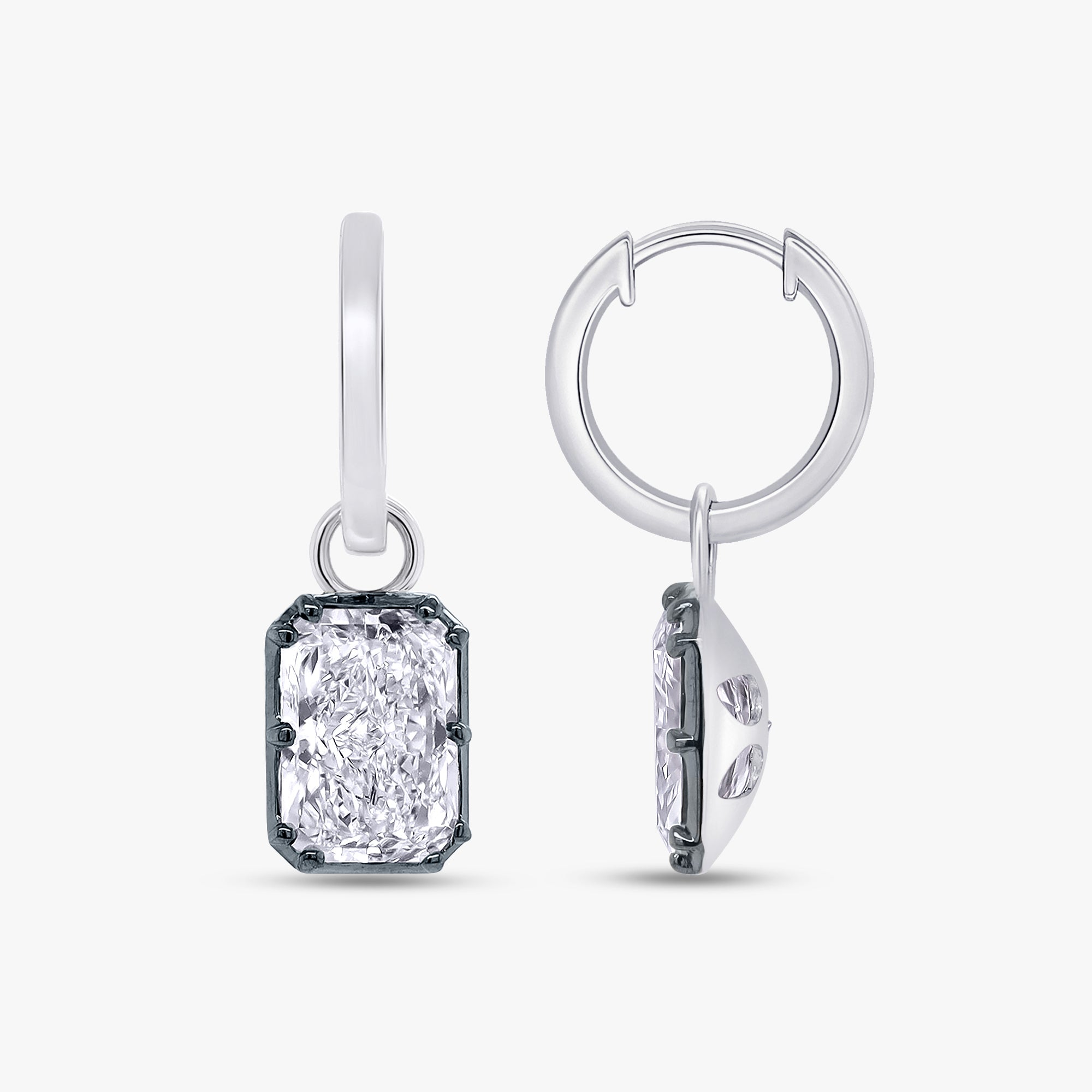 4.50 Carat Emerald Cut Lab Grown Diamond Drop Solitaire Earrings