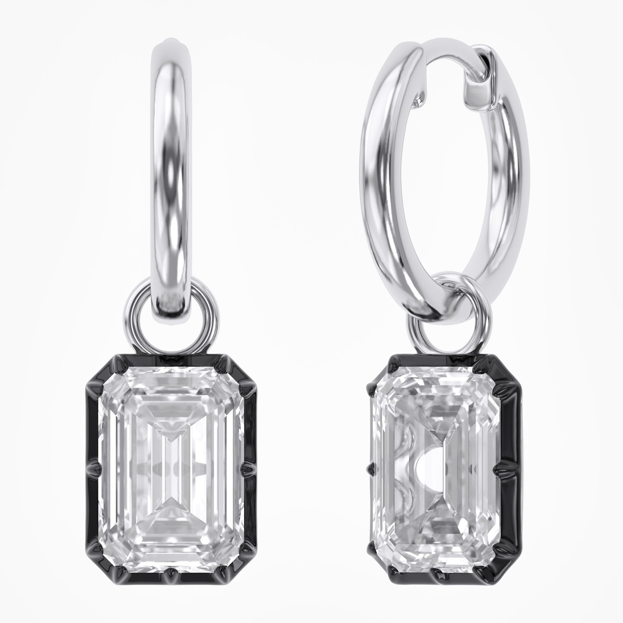 4.50 Carat Emerald Cut Lab Grown Diamond Drop Solitaire Earrings