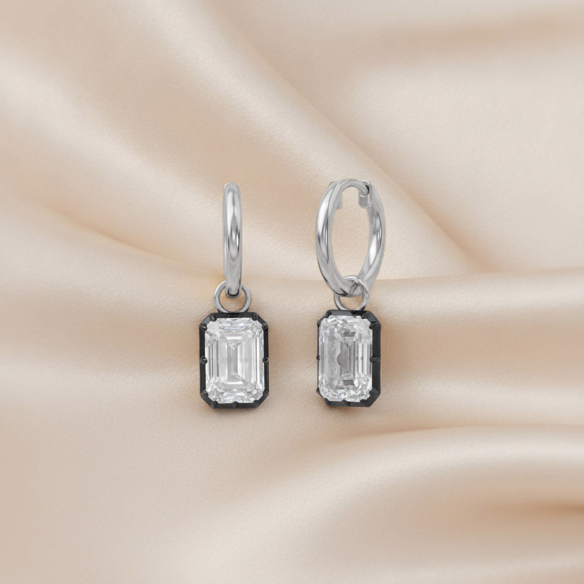 4.50 Carat Emerald Cut Lab Grown Diamond Drop Solitaire Earrings