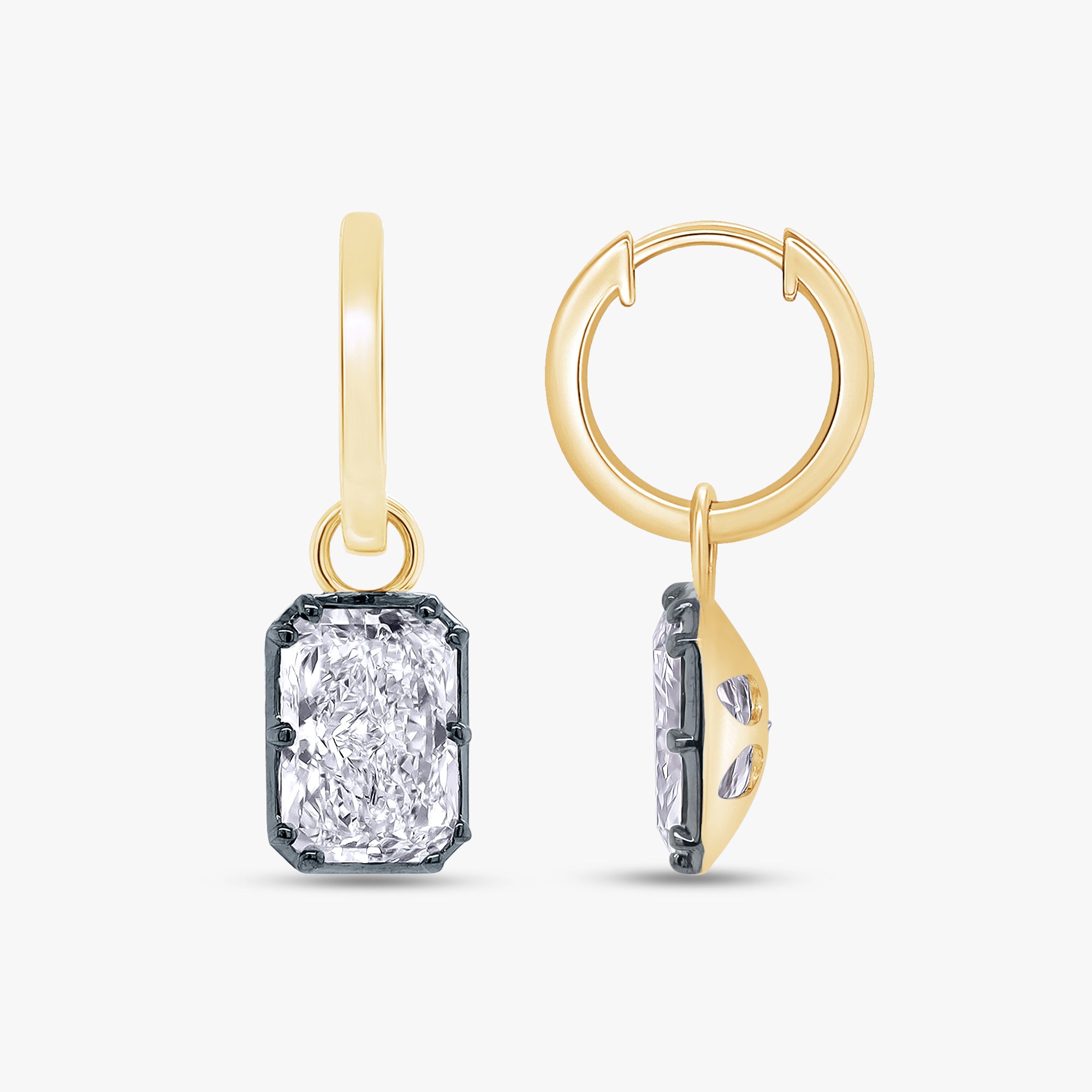 4.50 Carat Emerald Cut Lab Grown Diamond Drop Solitaire Earrings