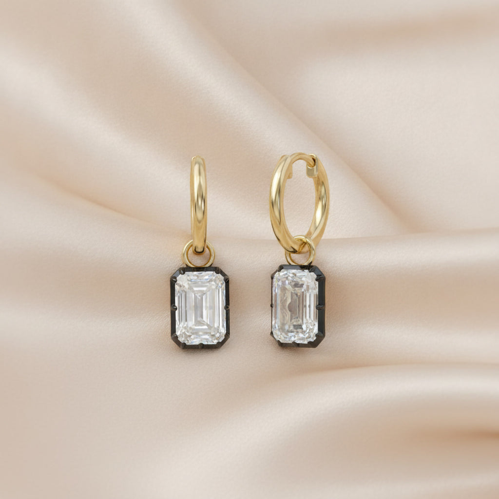4.50 Carat Emerald Cut Lab Grown Diamond Drop Solitaire Earrings