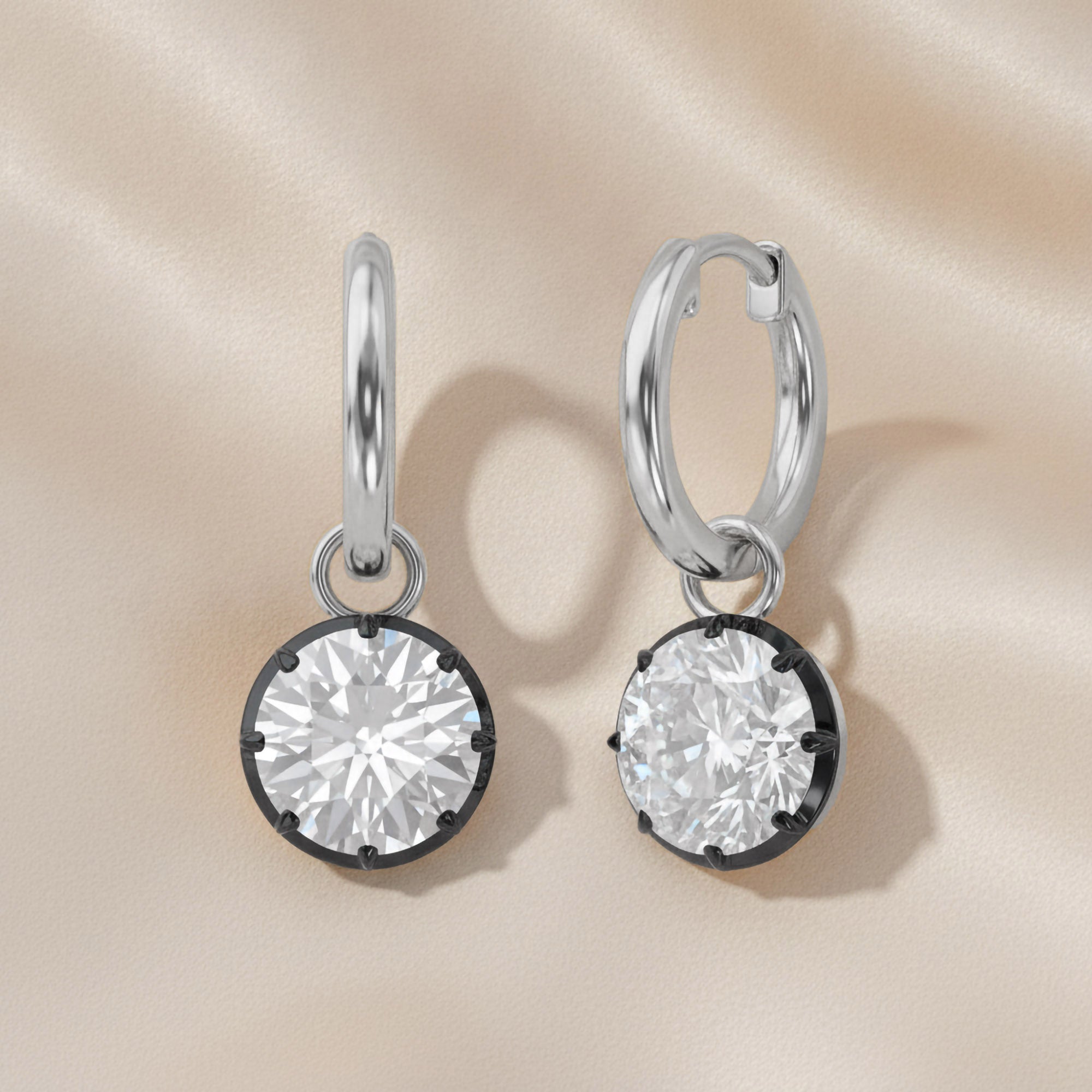 4.65 Carat Round Cut Lab Grown Diamond Drop Solitaire Earrings