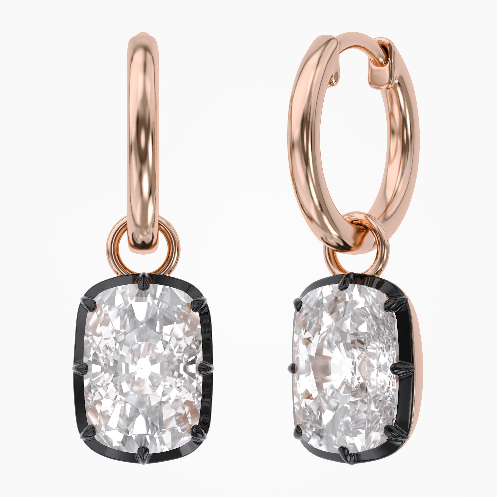 4.30 Carat Cushion Cut Lab Grown Diamond Drop Solitaire Earrings