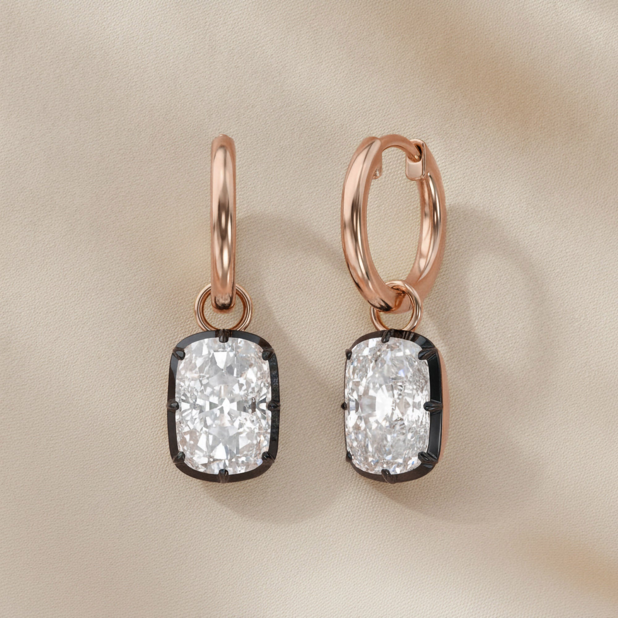 4.30 Carat Cushion Cut Lab Grown Diamond Drop Solitaire Earrings