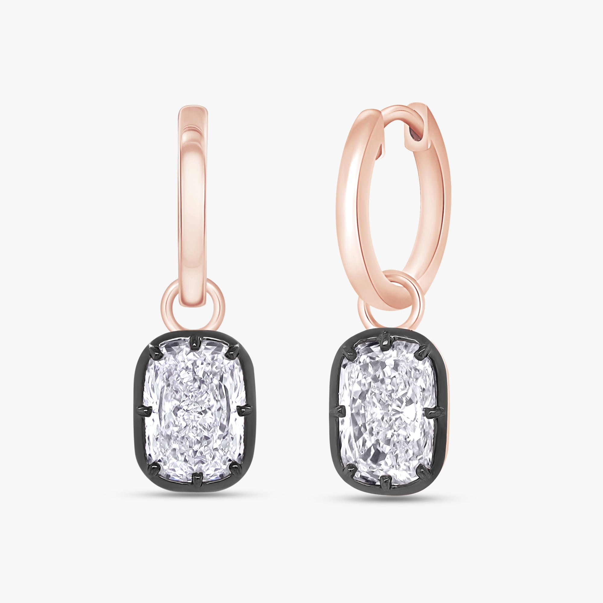 4.30 Carat Cushion Cut Lab Grown Diamond Drop Solitaire Earrings