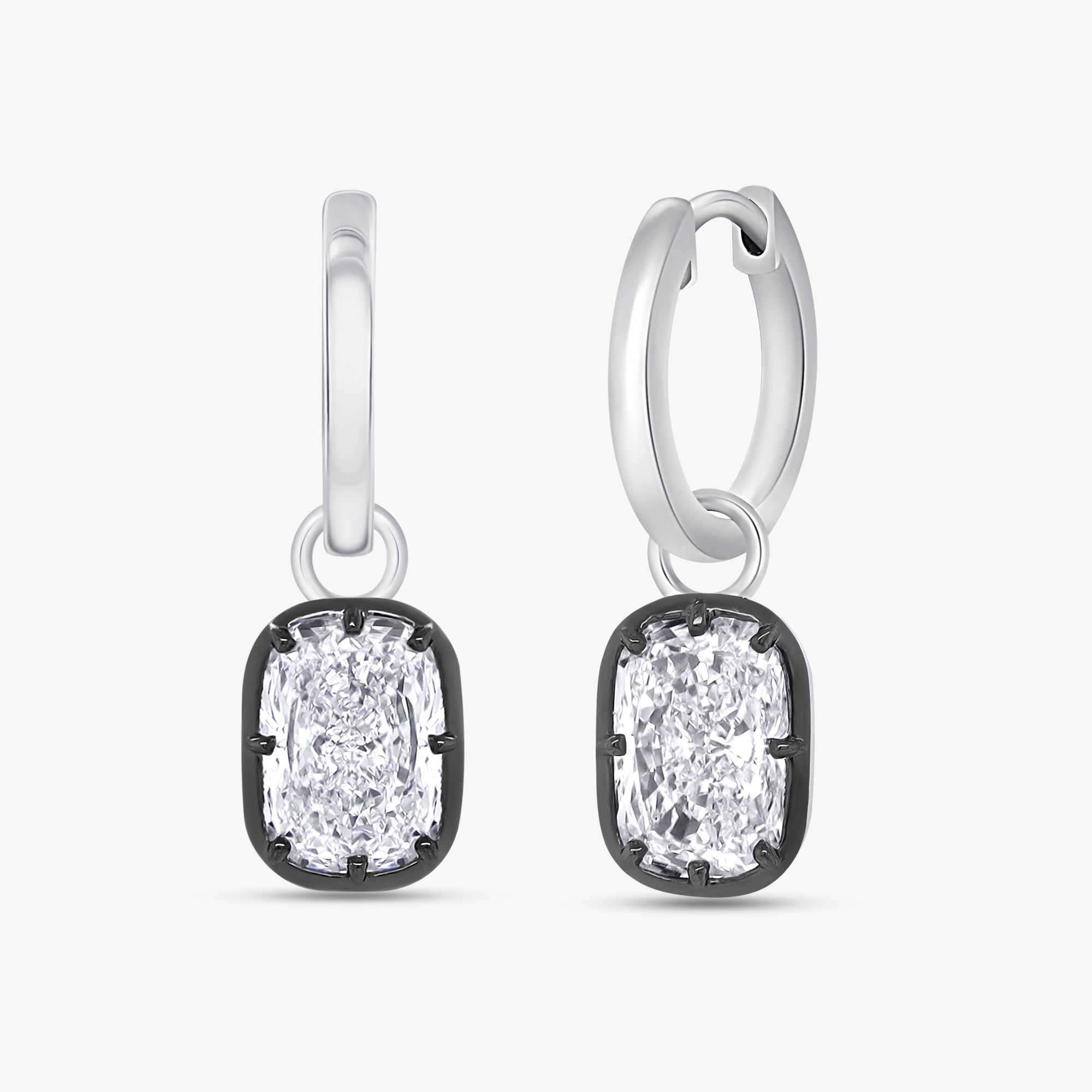 4.30 Carat Cushion Cut Lab Grown Diamond Drop Solitaire Earrings