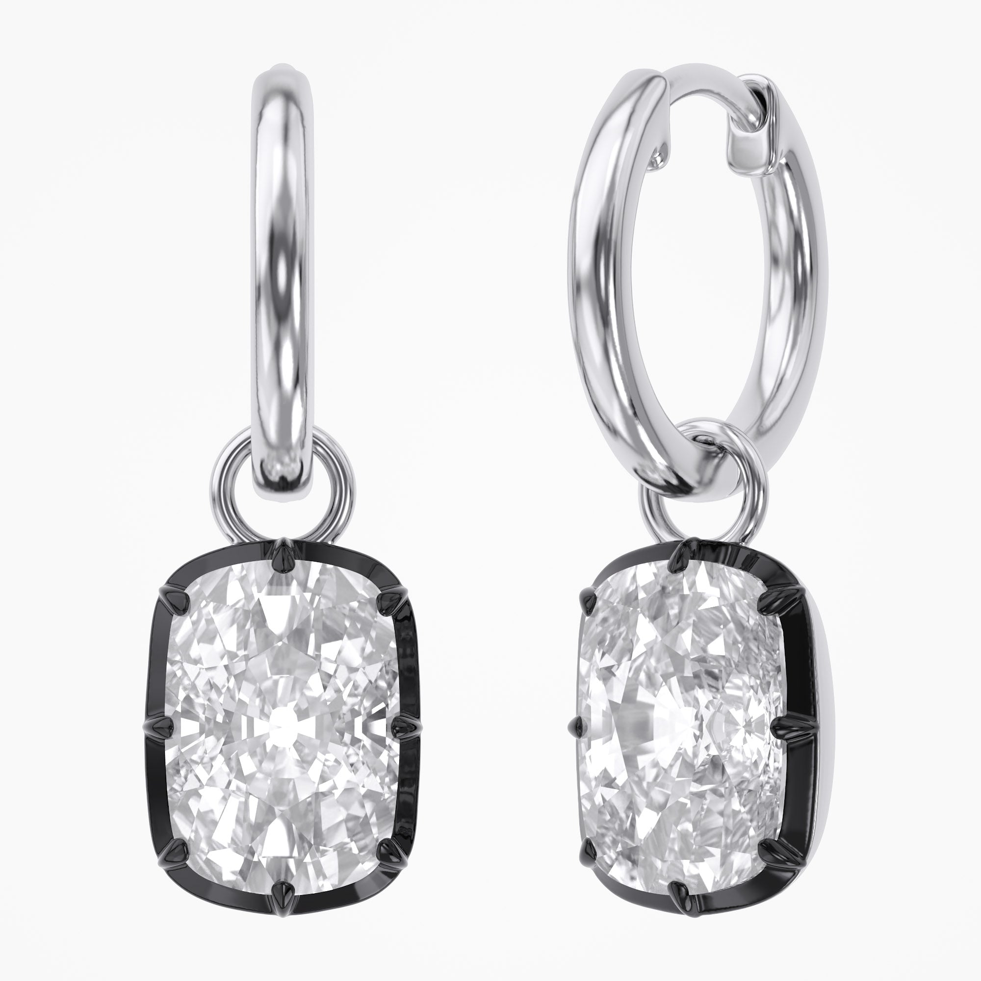 4.30 Carat Cushion Cut Lab Grown Diamond Drop Solitaire Earrings
