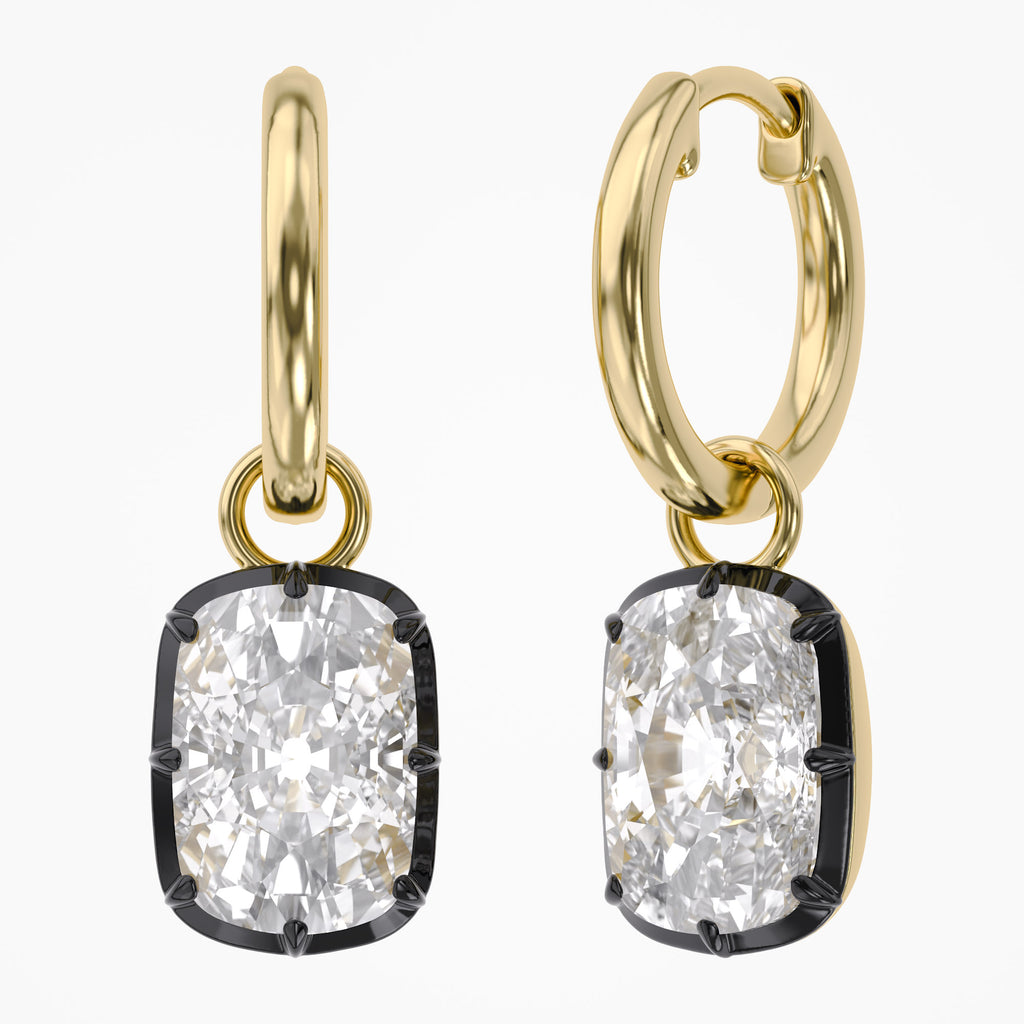 4.30 Carat Cushion Cut Lab Grown Diamond Drop Solitaire Earrings