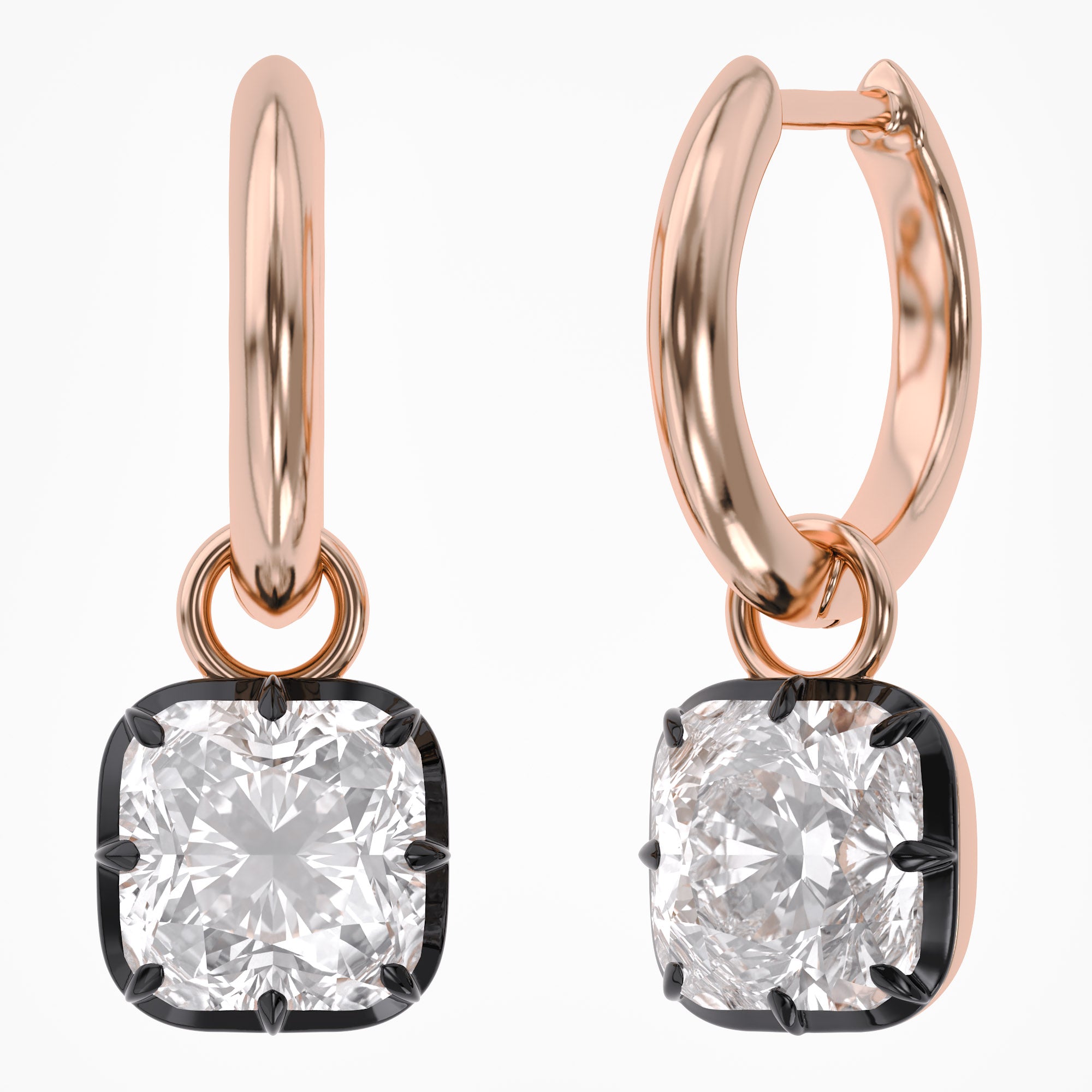 4.40 Carat Cushion Cut Lab Grown Diamond Drop Solitaire Earrings